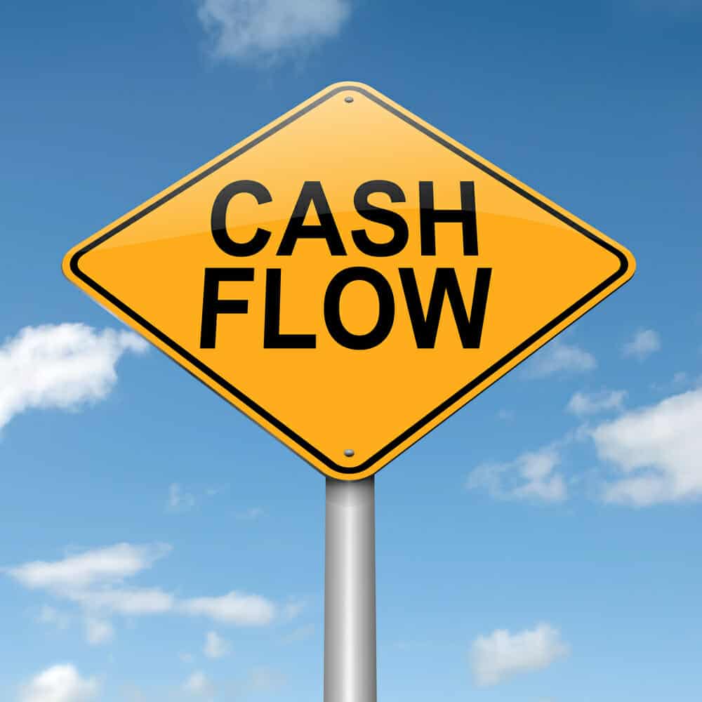 Yellow cash flow sign.