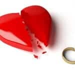 Broken plastic heart and wedding ring
