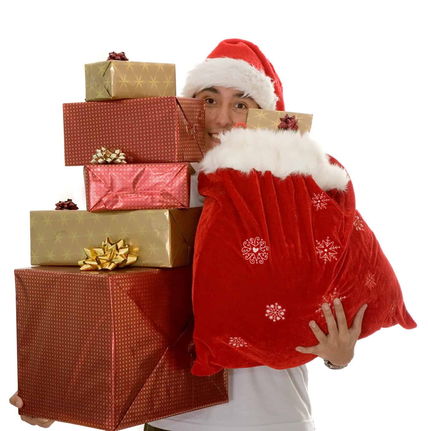 Man carrying Christmas gifts
