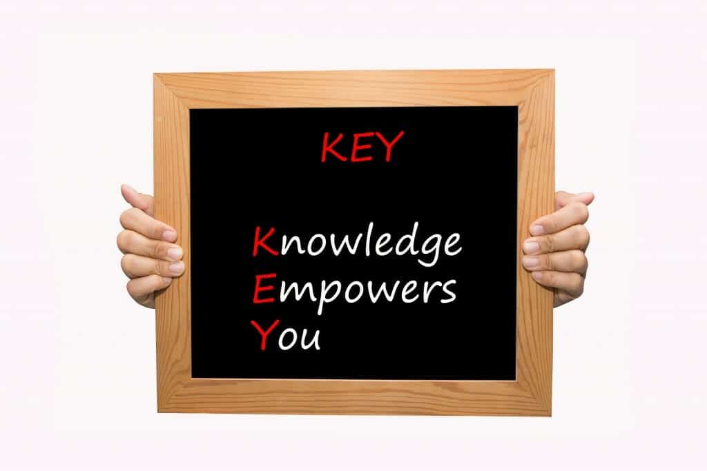 Blackboard with the words KEY: Knowledge Empowers You.