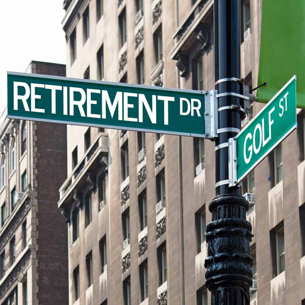 Road sign in city stating, "Retirement Dr."