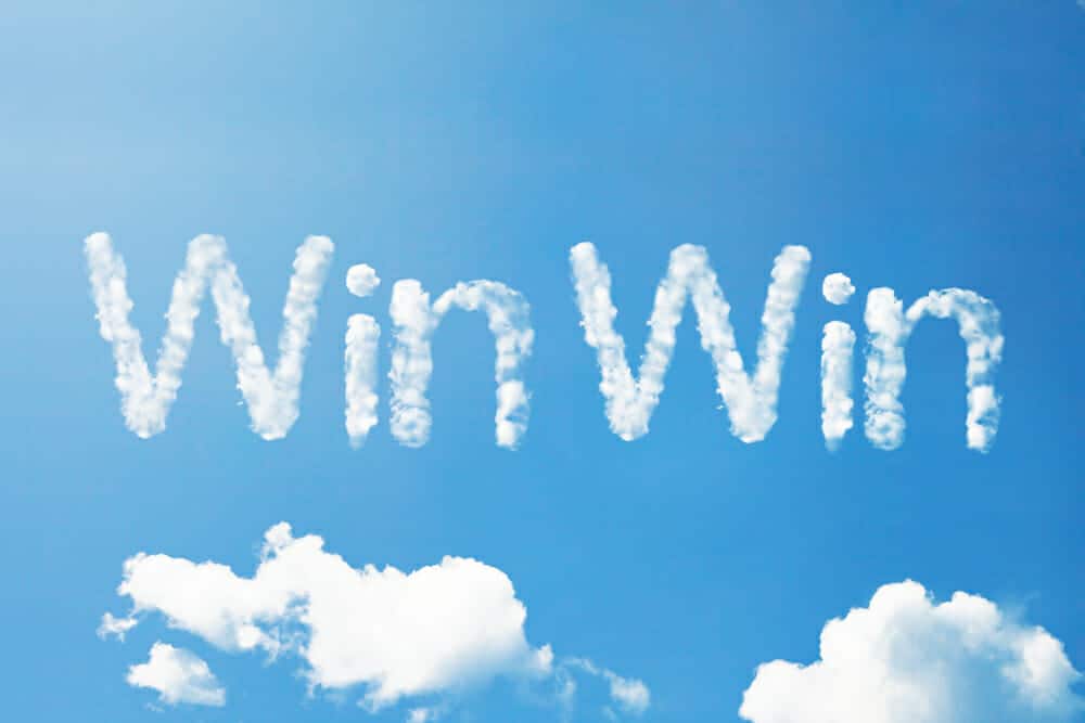 "Win Win" written in the clouds.