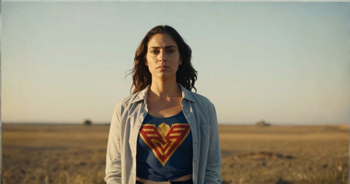 woman with superhero shirt AI image of a woman in superhero shirt. Her face shows quiet strength, confidence, and resilience