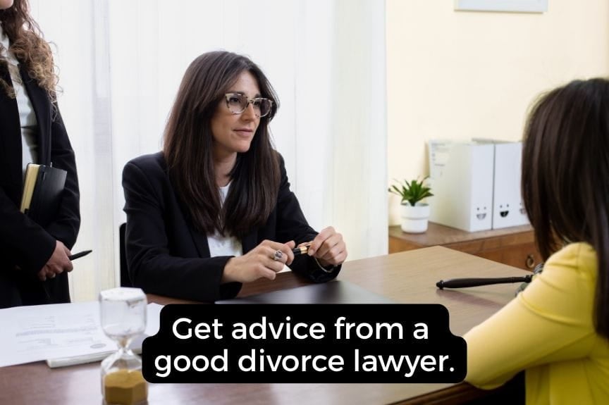 Image a good lawyer giving advice to her client