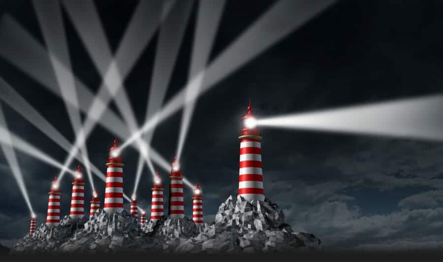 A lighthouse pointing in the right direction, amidst lots of others pointing every which way. The Best Divorce Blog is like the right lighthouse.