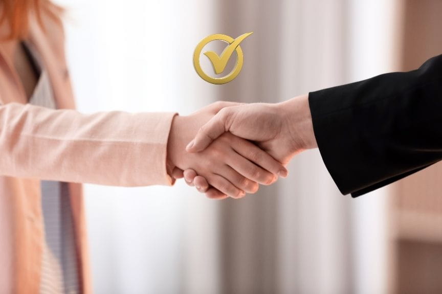 truce between couple Man and woman shaking hands on a truce