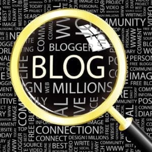 Divorce Blog: Magnifying lens over different blog terms.