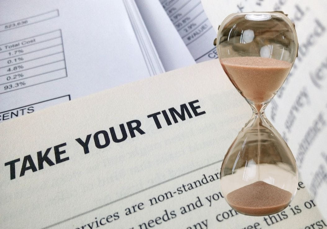 take your time Chapter in a book titled "Take Your Time" and an hourglass to the side