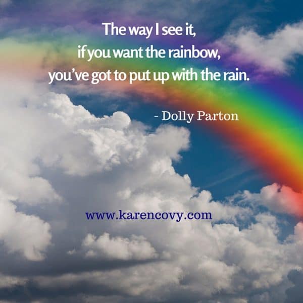 Rainbow picture with quote: The way I see it, if you want the rainbow, you've got to put up with the rain.