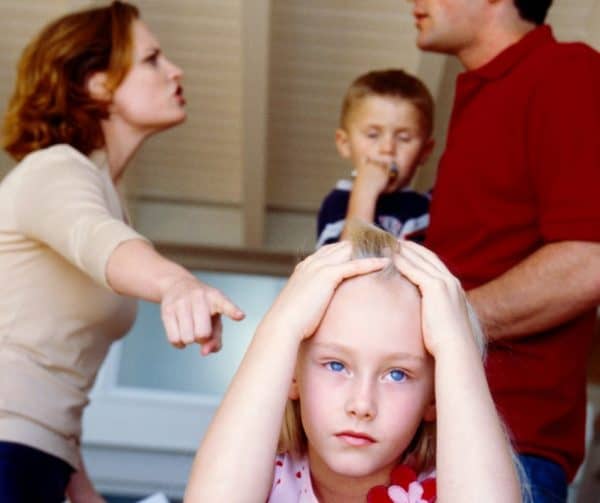 Parents arguing in front of kids in a display of Co Parenting conflict