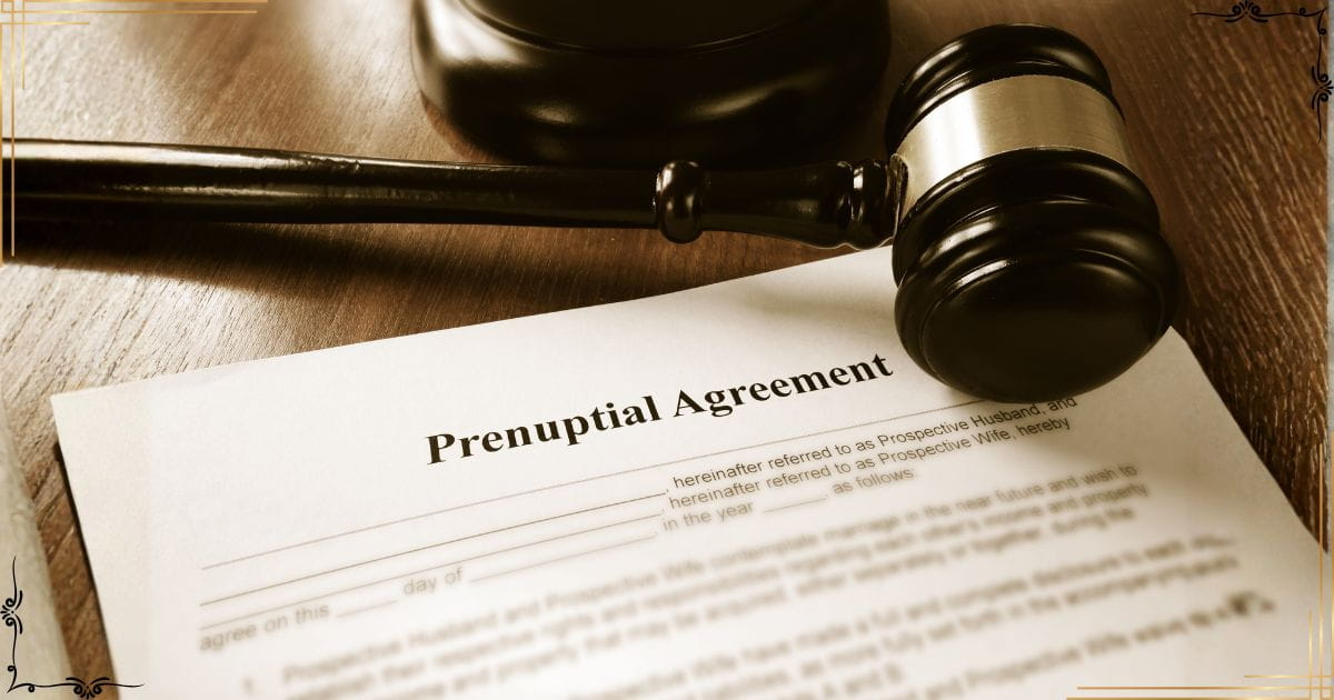 a prenup agreement on a desk