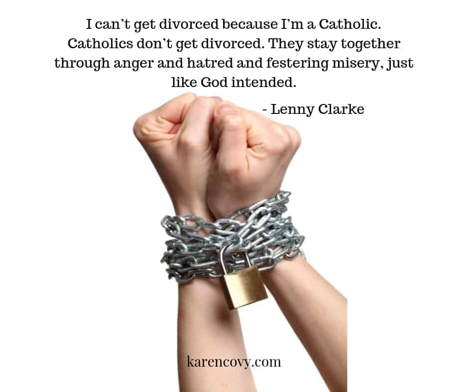 Funny divorce meme about why Catholics stay married.