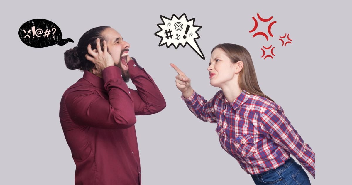 emotional couple angrily fighting with each other