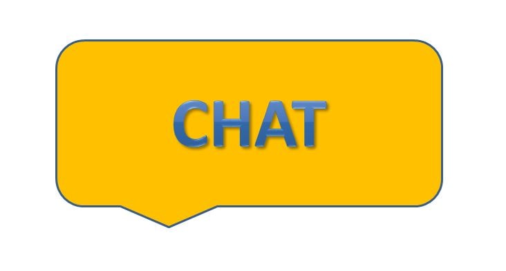 Yellow Chat Box Icon with the word "CHAT" in blue.
