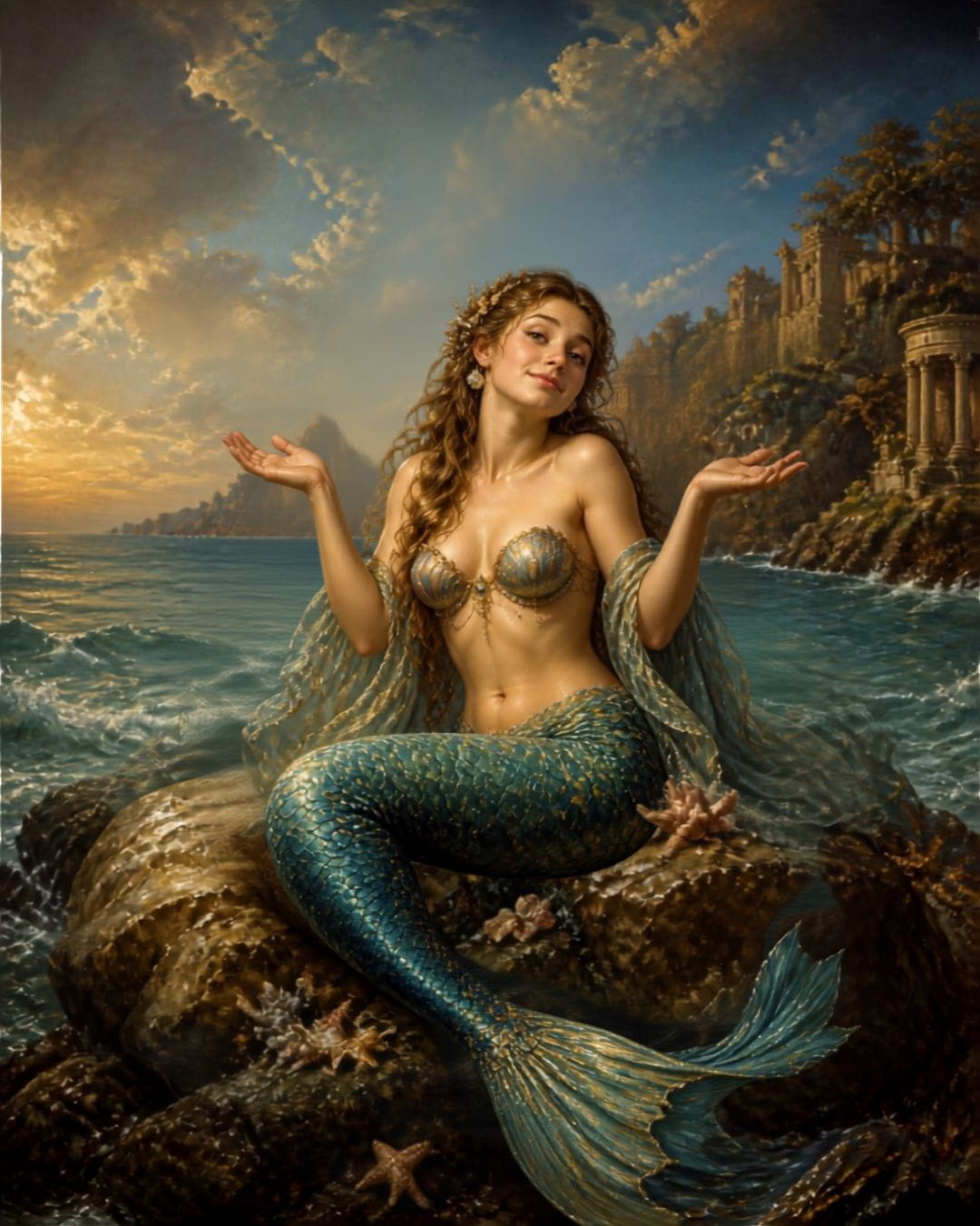 AI image of a mermaid shrugging. divorce myths
