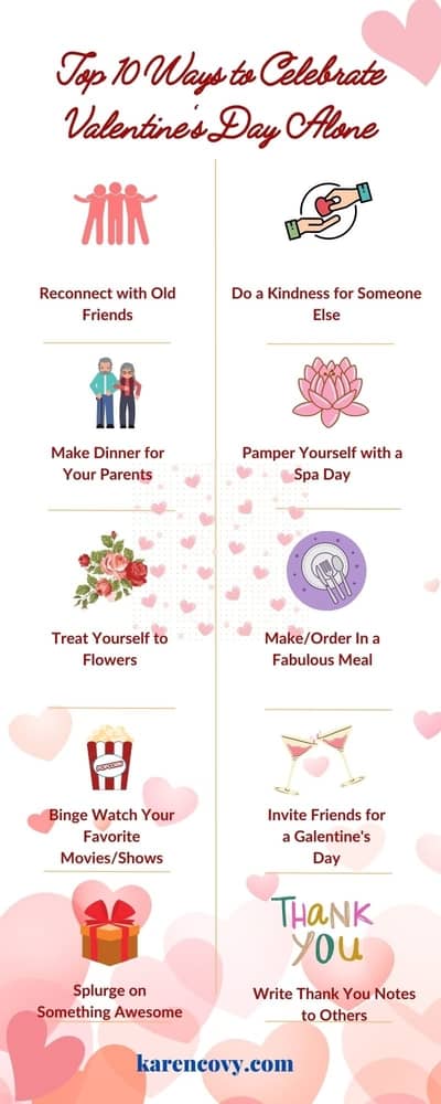 Infographic of Top 10 Ways to Celebrate Valentine's Day alone