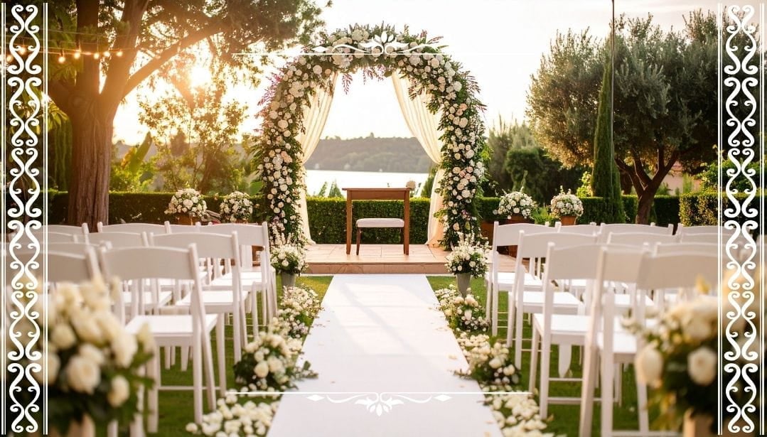 wedding aisle marriage A wedding aisle decorated with flowers