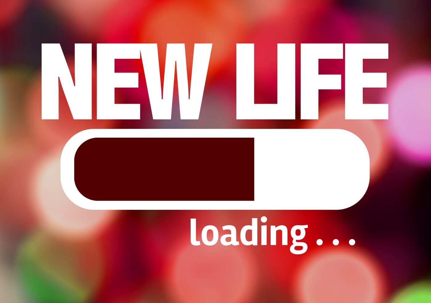 Colorful background with "New Life" and a progress bar loding