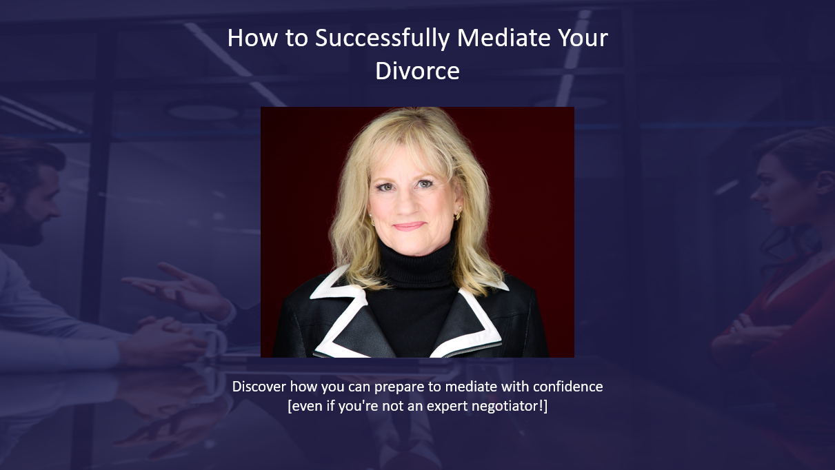 Picture of Karen Covy superimposedon a mediating couple. How to Successfully Mediate Your Divorce