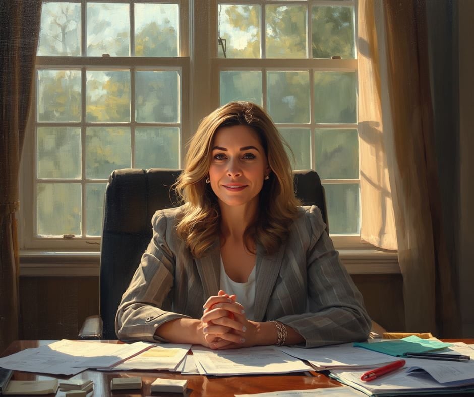 AI image of a beautiful smiling divorce mediator.