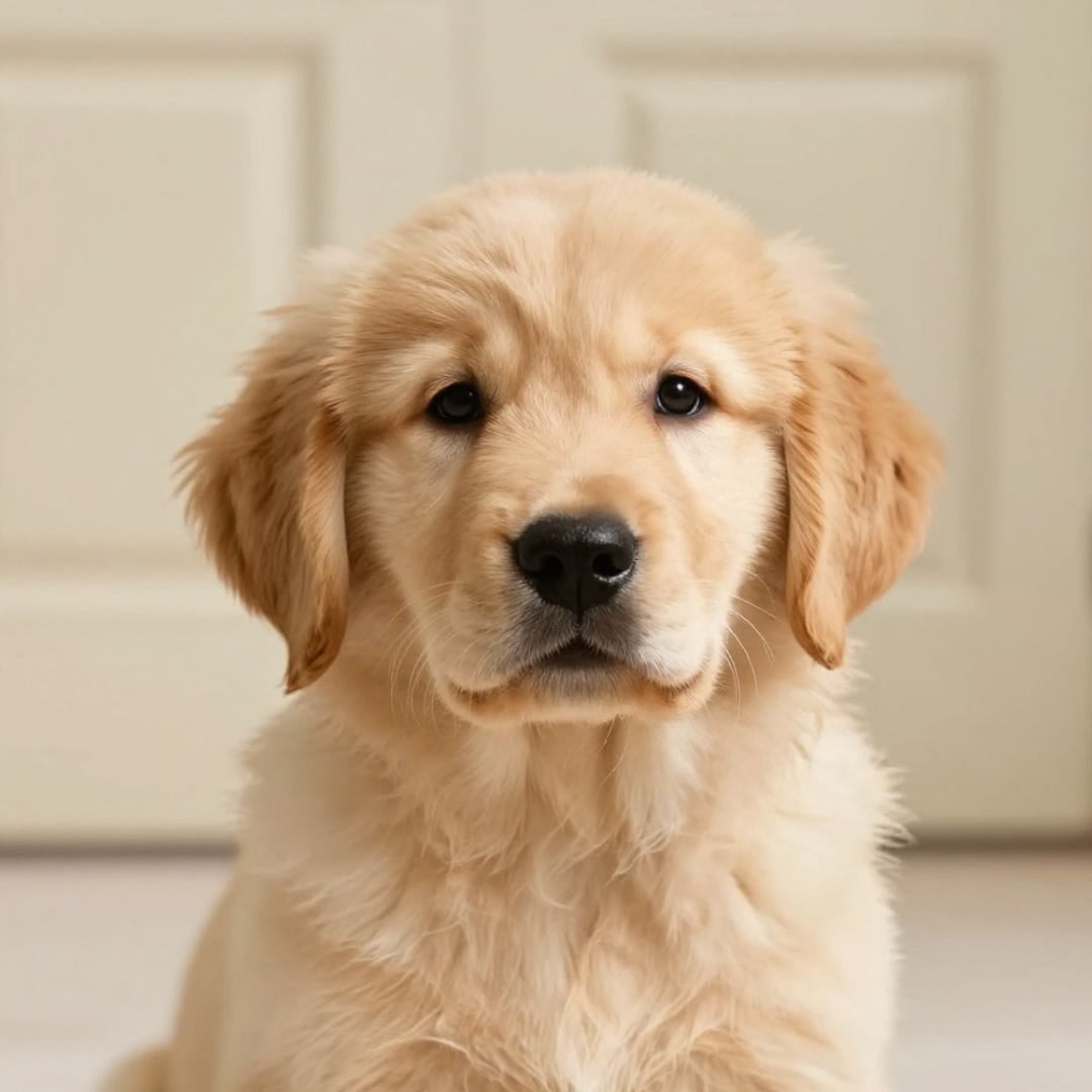 Pet Custody AI image of a cute golden retreiver puppy. Pet custody.