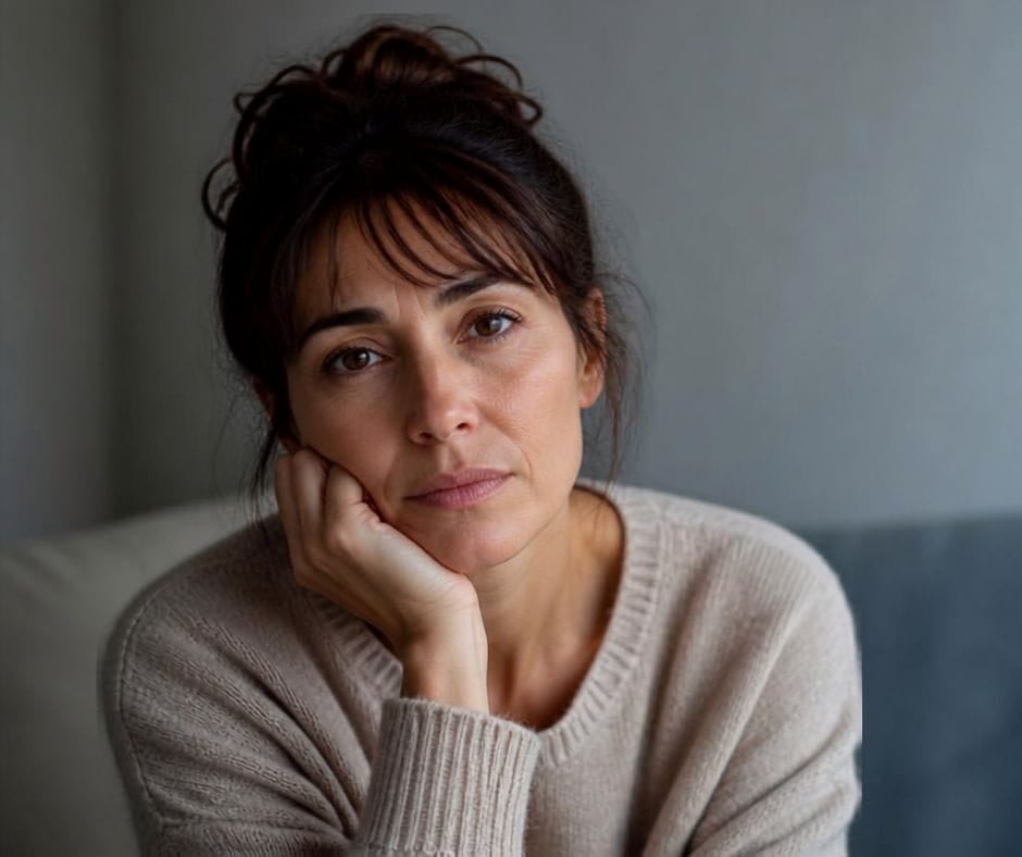 Ai generated image of a saw woman afraid to get divorced.