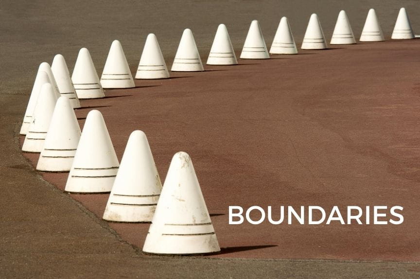 cones placed on a road to serve as boundaries